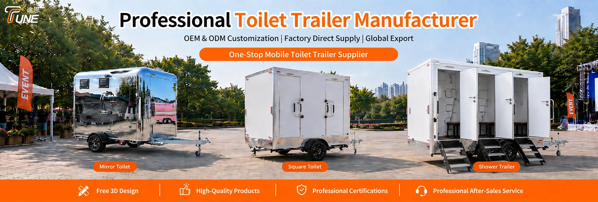 Tagagawa ng luxury mobile restroom trailer China - TUNE